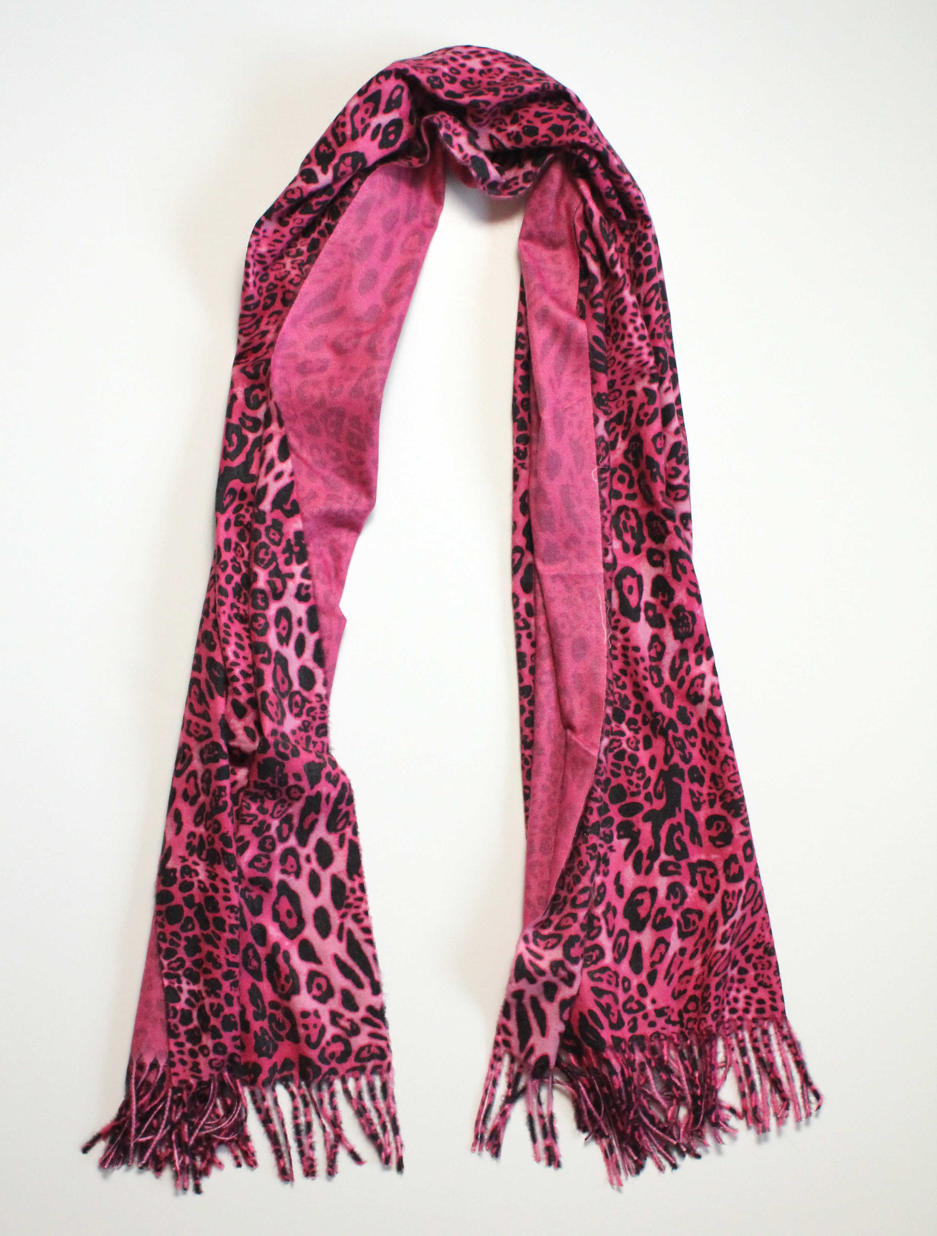 Leopard Print in Pastel Pink, Hot Pink and Fuchsia Scarf