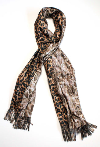 Isabel Leopard Snake Double Sided Scarf